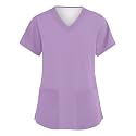 FONMA Scrub Tops for Women V Neck Stretch Shirts with Pockets Nurse Uniform
