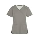 FONMA Scrub Tops for Women V Neck Stretch Shirts with Pockets Nurse Uniform