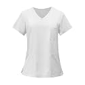 FONMA Scrub Tops for Women V Neck Stretch Shirts with Pockets Nurse Uniform