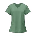 FONMA Scrub Tops for Women V Neck Stretch Shirts with Pockets Nurse Uniform