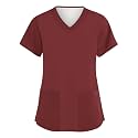 FONMA Scrub Tops for Women V Neck Stretch Shirts with Pockets Nurse Uniform