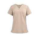 FONMA Scrub Tops for Women V Neck Stretch Shirts with Pockets Nurse Uniform