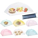 Food Covers for Outside Mesh, 7 Pack Pop Up Mesh Food Tent, 1 Jumbo 40"x24" &amp; 6 Colorful 17"x17" Food Net Covers for Outdoors, Picnic, BBQ, Pool Party Supplies with Storage Bag