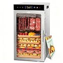 Food Dehydrator Machine 18Tray, 800W Dual Fan Fast Drying, 24H Timer, 86-194℉ Control, Noise Below 45dB, LED Panel, Stainless Steel Dehydrators for Food and Jerky Herb Meat Fruit, Rectangular