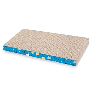 foodie puppies 2-in-1 reversible cat scratcher pad with catnip - flat scratcher 43 x 23 x 4 cm  durable corrugated cardboard scratching pad for cats amp kittens  play amp rest