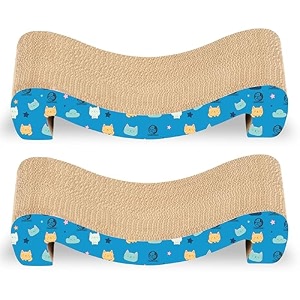 foodie puppies 2-in-1 reversible cat scratcher with catnip for cats amp kittens - m-sitting sofa pack of 2 46 x 23 x 8 cm  durable corrugated cat scratching for furniture protection play amp rest
