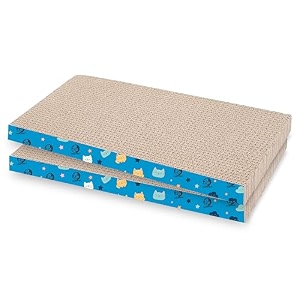 foodie puppies 2-in-1 reversible cat scratcher pad with catnip - flat pack of 2  durable corrugated cardboard scratching board for cats amp kittens  furniture protection scratch pad for play amp rest