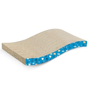 foodie puppies reversible cat scratcher pad with catnip for cats amp kittens - wave scratcher 44 x 22 x 85 cm durable corrugated cardboard scratch board furniture protection play rest amp claw care