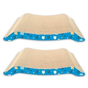 foodie puppies 2-in-1 reversible cat scratcher pad with catnip for cats amp kittens - bridge pack of 2 445 x 23 x 6 cm  durable corrugated cat scratching pad furniture protection
