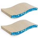 Foodie Puppies 2-in-1 Reversible Cat Scratcher Pad with Catnip for Cats &amp; Kittens (Wave, Pack of 2, 44 x 22 x 8.5 cm) | Durable Corrugated Cardboard Scratch Board for Furniture Protection, Play &amp; Rest