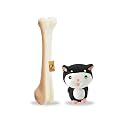Foodie Puppies 2in1 Dog Toy Combo - (9inch Bone + Kitty) | Natural Latex Rubber Toys for Medium to Large Dogs | Durable, Chewing, Fetching, Playing, Teething &amp; Training Chew Safe Play Toy