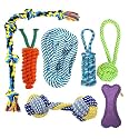 Foodie Puppies Dog Chew Rope Toys Durable Rope Chewing Toys for Puppies and Small Dogs, Pack of 7 - (Carrot + Corn + Twisted + Dumbell + Cotton Ball + Claw Ball + Jelly Paw Bone + One Free 3inch Bone)