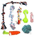 Foodie Puppies 7-in-1 Combo of Cotton Rope Toys for Small to Medium Dogs &amp; Puppies - (2Knot + 3Knot + 5Knot + Carrot + Dummy Rope + Rope Ball + Dumbbell) | Teething &amp; Training Toy (Color May Vary)