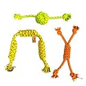 Foodie Puppies Aggressive Chewers, Teething Chew Tug Durable Interactive Natural Cotton Rope Toys for Small/Medium Dogs (Combo of 3) | (Color May Vary)