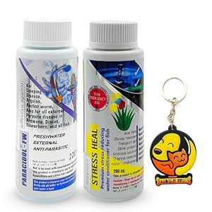 foodie puppies aquatic remedies combo of stress heal 200ml  paracidol 220ml  suitable for fresh and salt water  rapidly reduces stress and mortality  aquarium medicine