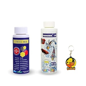 foodie puppies aquatic remedies combo of stress heal 100ml  paracidol 120ml  suitable for fresh and salt water  rapidly reduces stress and mortality  aquarium medicine