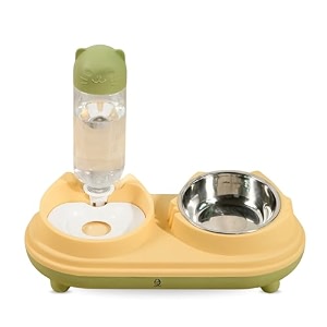 foodie puppies automatic pet feeder bowl with water dispenser bottle  stainless steel food bowl  gravity water feeder for puppies small dogs cats amp kittens  easy-to-use feeding station