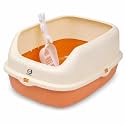 Foodie Puppies Litter Tray for Cats & Kittens - (Peach, Splash Tray) (48 x 34 x 23 cm) | Semi-Enclosed Basic Cat Tray with Free Litter Scooper | Reduces Odour, Perfect Starter for Toilet Training