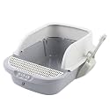 Foodie Puppies Cat Litter Tray with Scooper Semi-Enclosed Foot Step Tray for Cats &amp; Kittens - (Step Grid, 51 x 36 x 22cm) | Perfect Starter for Toilet Training for Outdoor or Indoor (Large)