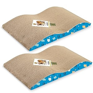 foodie puppies 2-in-1 reversible cat scratcher pad with catnip for cats amp kittens bumpy road  corrugated cardboard cat scratching pad for furniture protection indoor play amp rest