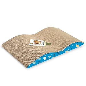 foodie puppies dual-layer cardboard cat scratcher tower for cats amp kittens - snuggle scratcher 2 in 1 play lounge amp rest  sturdy amp easy to assemble  indoor cats claw care amp furniture protection