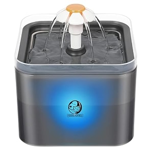 foodie puppies cat water fountain with led light 2l67oz automatic pet water fountain for cats amp small dogs ultra quiet cat drinking fountain with filter flower water dispenser bpa-free  grey