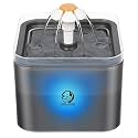 Foodie Puppies Cat Water Fountain with LED Light, 2L/67oz Automatic Pet Water Fountain for Cats & Small Dogs, Ultra Quiet Cat Drinking Fountain with Filter, Flower Water Dispenser, BPA-Free – Grey