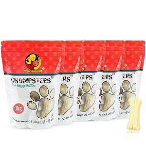 foodie puppies chompsters rawhide pressed bone calcium treat for dogs - 4 inch 5kg  suitable for medium dogs  best healthy dog bones to clean teeth and freshen breath