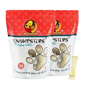foodie puppies chompsters rawhide pressed bone calcium treat for dogs - 5 inch 2kg  suitable for medium to large dogs  best healthy dog bones to clean teeth and freshen breath