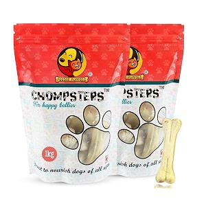 foodie puppies chompsters rawhide pressed bone calcium treat for dogs - 6 inch 2kg  suitable for medium to large dogs best healthy dog bones to clean teeth and freshen breath