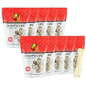 foodie puppies chompsters rawhide pressed bone calcium treat for dogs - 8 inch 10kg  suitable for large dogs best healthy dog bones to clean teeth and freshen breath