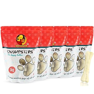 foodie puppies chompsters rawhide pressed bone calcium treat for dogs - 8 inch 5kg  suitable for large dogs best healthy dog bones to clean teeth and freshen breath
