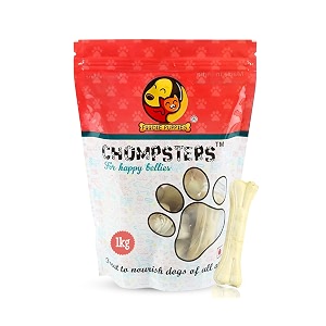 foodie puppies chompsters rawhide pressed bone calcium treat for dogs - 8 inch 1kg  suitable for large dogs best healthy dog bones to clean teeth and freshen breath