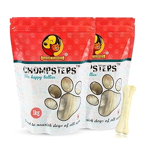 foodie puppies chompsters rawhide pressed bone calcium treat for dogs - 8 inch 2kg  suitable for large dogs best healthy dog bones to clean teeth and freshen breath