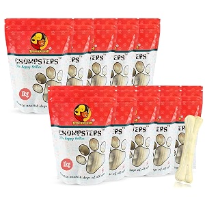 foodie puppies chompsters rawhide pressed bone calcium treat for dogs - 6 inch 10kg  suitable for medium to large dogs best healthy dog bones to clean teeth and freshen breath