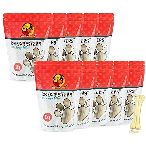 foodie puppies chompsters rawhide pressed bone calcium treat for dogs - 5 inch 10kg  suitable for medium to large dogs  best healthy dog bones to clean teeth and freshen breath