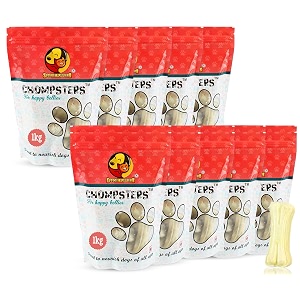 foodie puppies chompsters rawhide pressed bone calcium treat for dogs - 4 inch 10kg  suitable for medium to large dogs  best healthy dog bones to clean teeth and freshen breath