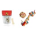 Foodie Puppies Chompsters Rawhide Pressed Bone Calcium Treat for Dogs - 3inch (6 Bones) & Foodie Puppies Durable Cotton Rope Chew Toy for Dogs (2knot + Rope Ball)