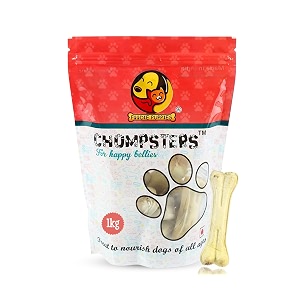 foodie puppies chompsters rawhide pressed bone calcium treat for dogs - 6 inch 1kg  suitable for medium to large dogs best healthy dog bones to clean teeth and freshen breath