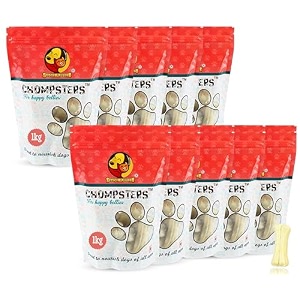 foodie puppies chompsters rawhide pressed bone calcium treat for dogs - 3 inch 10kg  suitable for puppy and small to medium dogs  best healthy dog bones to clean teeth and freshen breath