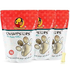 foodie puppies chompsters rawhide pressed bone calcium treat for dogs - 3 inch 3kg  suitable for puppy and small to medium dogs  best healthy dog bones to clean teeth and freshen breath