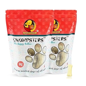 foodie puppies chompsters rawhide pressed bone calcium treat for dogs - 3 inch 2kg  suitable for puppy and small to medium dogs  best healthy dog bones to clean teeth and freshen breath