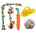 Foodie Puppies Cotton Rope Chew Toy - 5 in-1 Rope Combo (2Knot, 5Knot, Carrot, Slipper, Cotton Ball | Chewing, Playing, Teething Rope for Small to Medium Size Dogs and Puppies