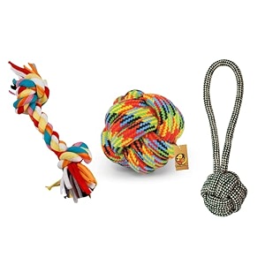 foodie puppies dog chew cotton rope toys 3in1 combo for small dogs amp puppies 2knot  cotton ball  handle rope knotted chewing dog ropes toy for playing teeth cleaning amp training color may vary