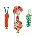Foodie Puppies Dog Chew Cotton Rope Toys 3 in1 Combo for Dogs &amp; Puppies (CornStick + Dumbbell + Carrot Rope, Color May Vary)