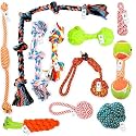 Foodie Puppies 11pcs Cotton Rope Toys Combo Festival Gift Box - (2Knt + 3Knt + 5Knt + Twisted + Carrot + Handle Ball + Ball + Dumbbel + Dummy + Dual-Tennis + 2Kntball) for Small to Medium Dogs