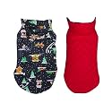 Foodie Puppies Dog Winter Clothes Reversible Pet Jacket - (Red &amp; Black, 10 inch) Printed Warm Fleece Coat Windproof, Water Resistant Padded Cold Weather Comfortable Coat, Adjustable with Velcro Tape