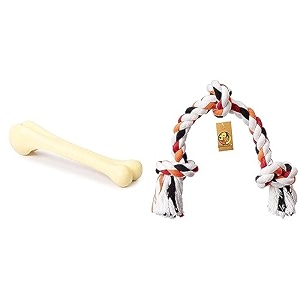 foodie puppies dog nylon hard chew 9inch bone toys1 piece amp cotton dog rope toy for aggressive chewers- washable 3 knots rope