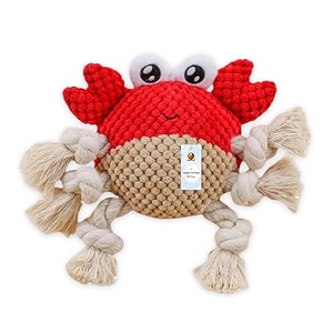 foodie puppies dog squeaky plush rope toy - crustacean plush toy  non-toxic stuffed teething chewing playful crinkle cuddly amp intelligence toys for small dogs and puppies size 14cm