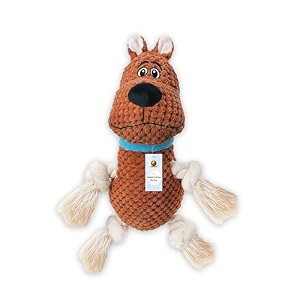 foodie puppies dog squeaky plush rope toy - brown scooby plush toy  crinkle non-toxic stuffed teething chewing playing amp tug-of-war  for small dogs and puppies size 22cm